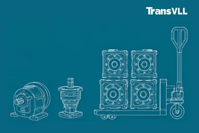 TransVLL motor, gearbox, and pallet truck line drawings